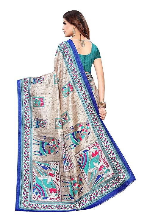 Women's Fashion Mono Net Embroidered And Pearl Work Saree, BLUE