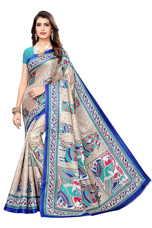 Women's Fashion Mono Net Embroidered And Pearl Work Saree, BLUE