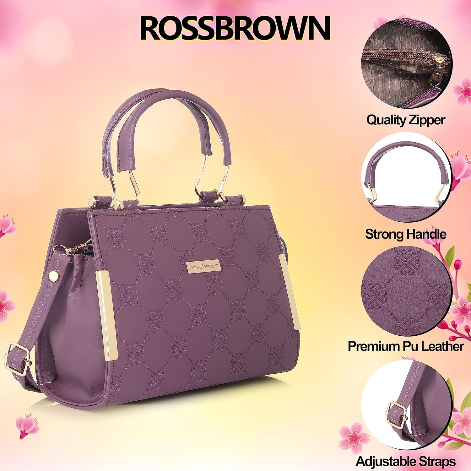 ROSS BROWN PU Synthetic Leather Women's Mini Satchel Bag
