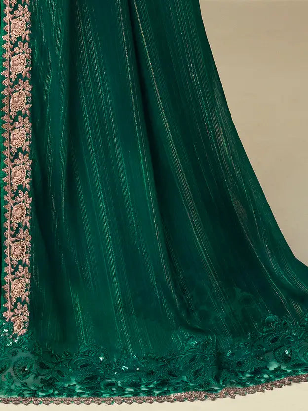 Embellished Bollywood Georgette Saree  (Green) 4
