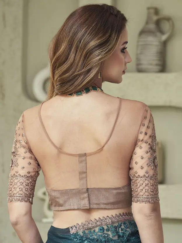 Embellished Bollywood Georgette Saree  (Green) 6